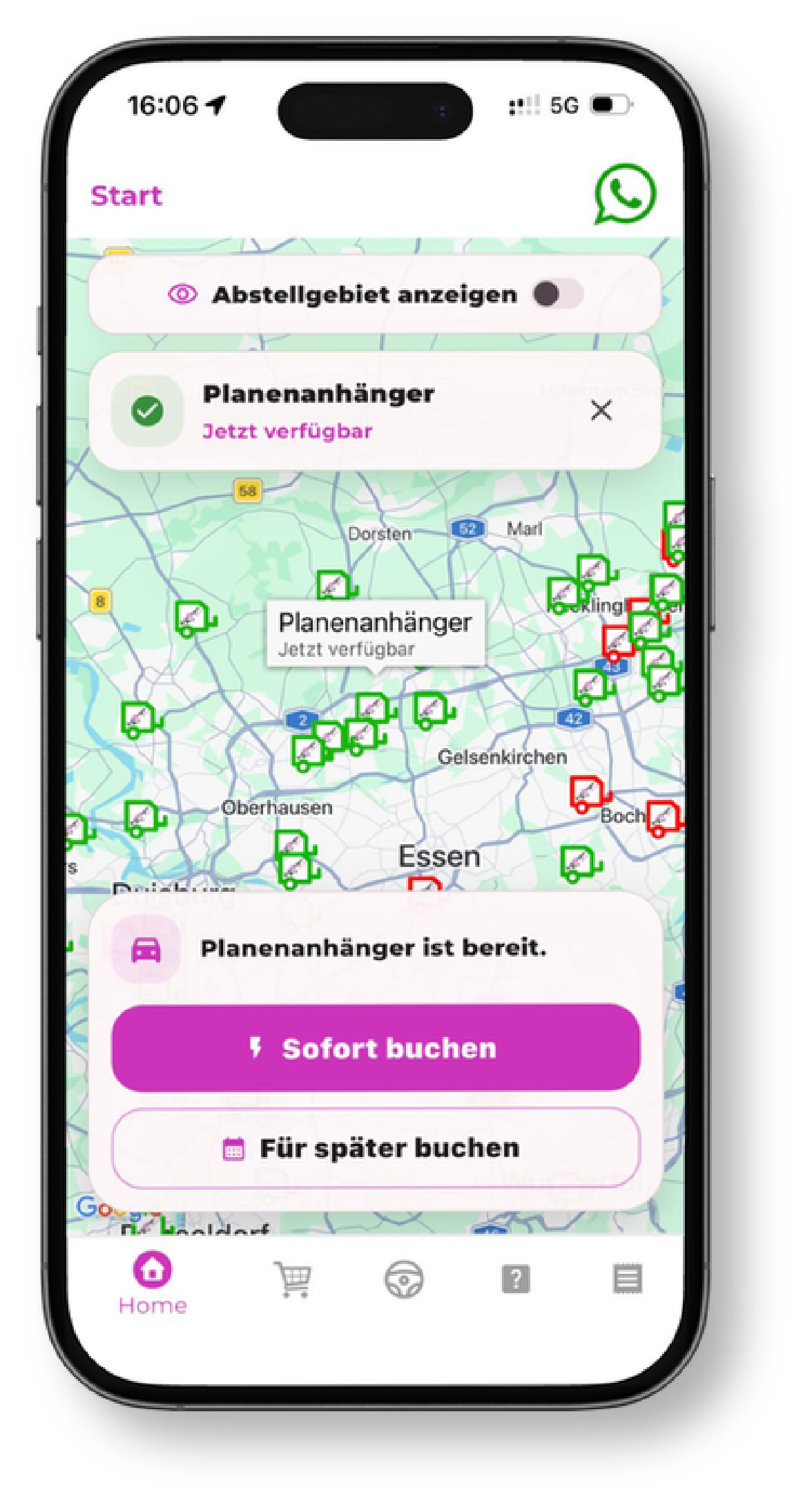 Anhängerbuchung in der App