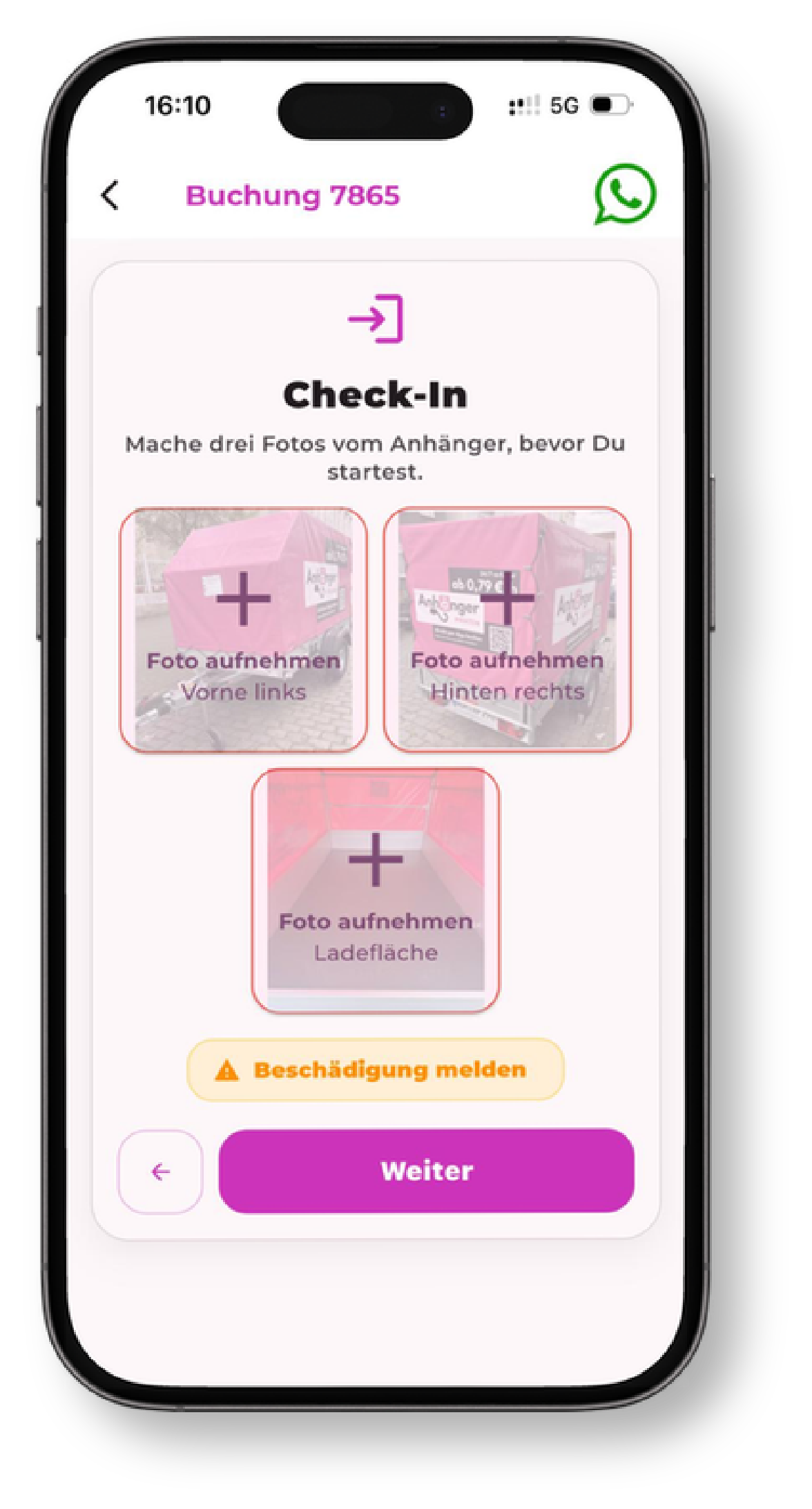 Digitaler Check-in mit Fotodokumentation